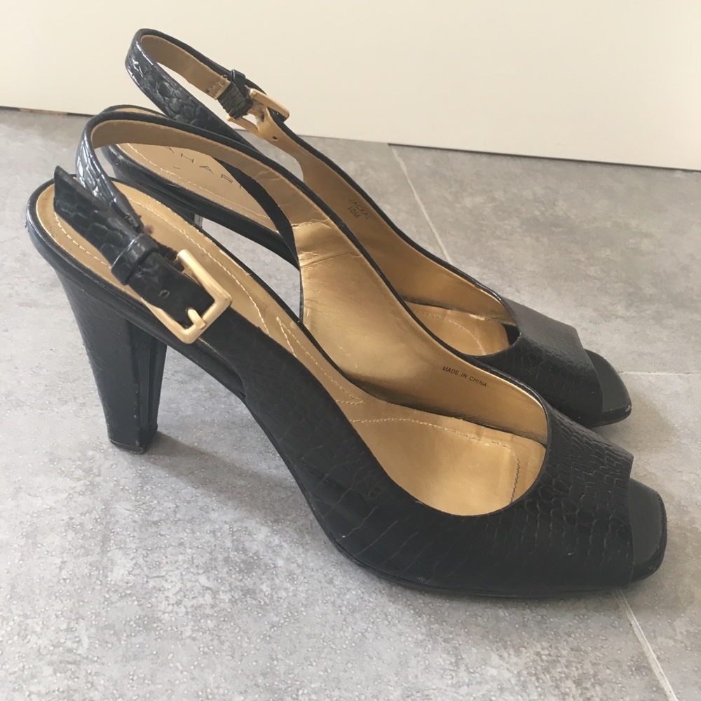 Tahari peep toe, sling back heels